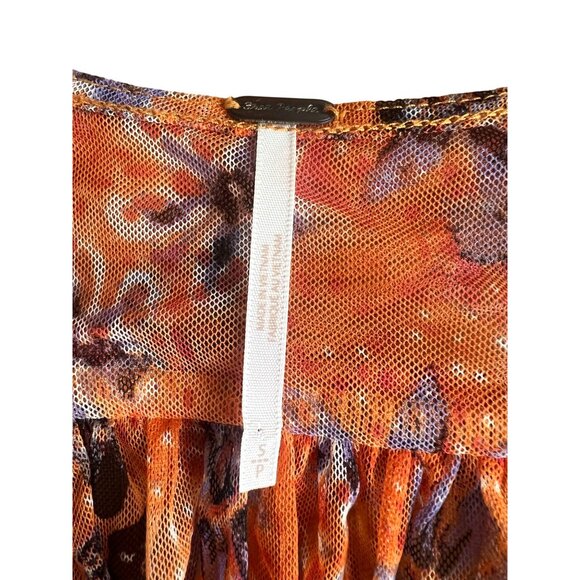 Free People Making Me Smile Floral Ruffle-Sleeve V-Neck Smocked Crop Top XS - Picture 4 of 14